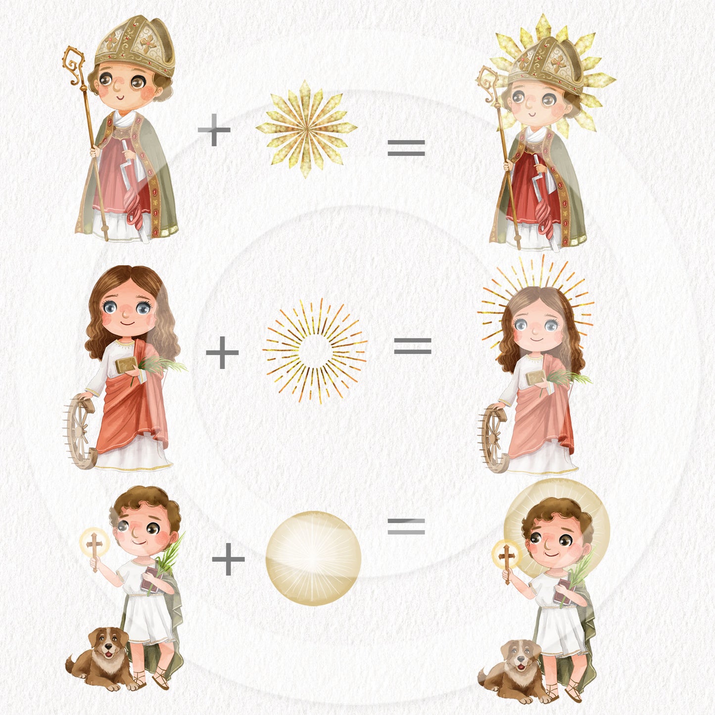 The Fourteen Holy Helpers Bundles set ,Religion clipart, Bible stories Clipart, Hand draw illustration PNG files
