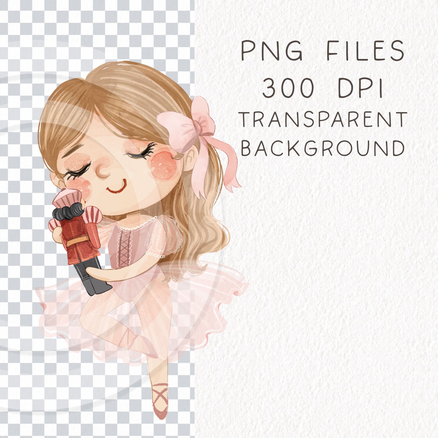 Nutcracker and Clara clipart, Valentine clipart, Hand drawn clipart, instant download PNG file - 300 dpi