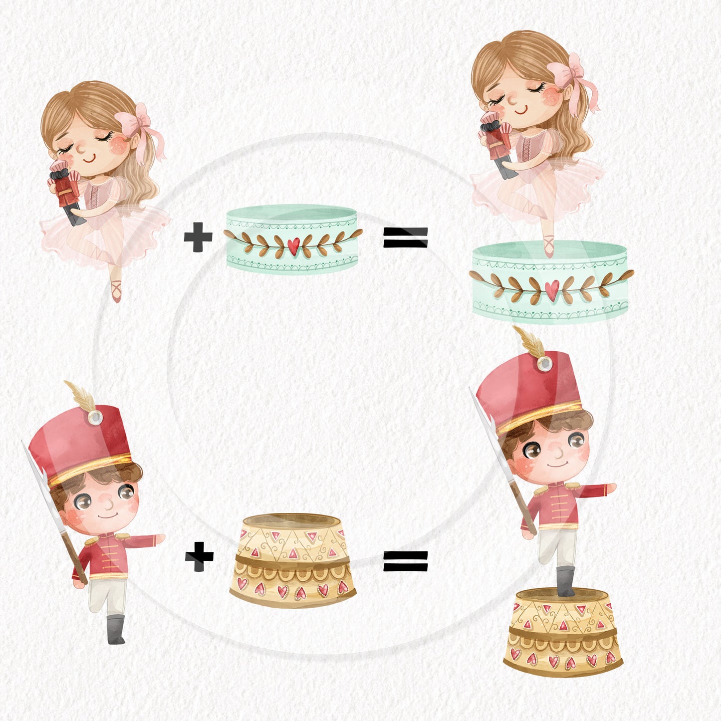 Nutcracker and Clara clipart, Valentine clipart, Hand drawn clipart, instant download PNG file - 300 dpi