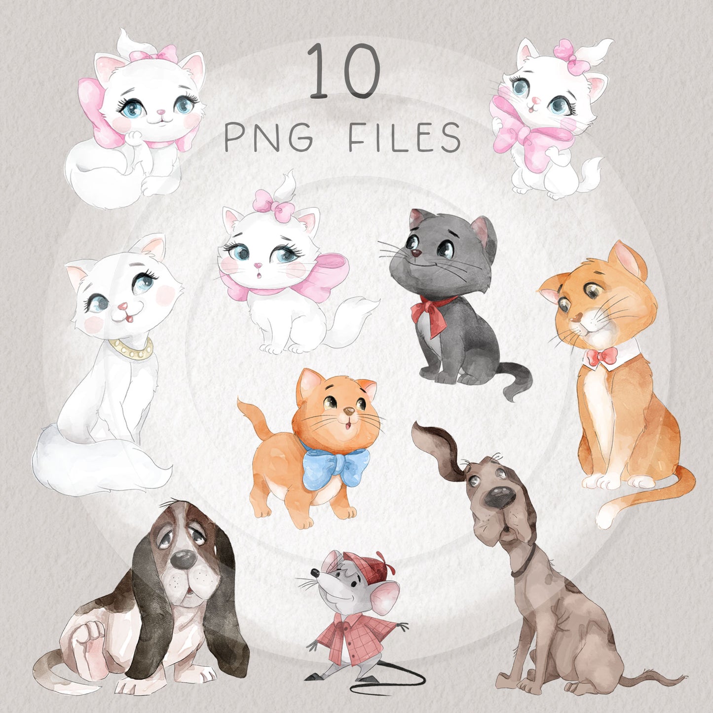 Cute Cats and friends Character clipart , Hand draw illustration ,PNG files 300 dpi.