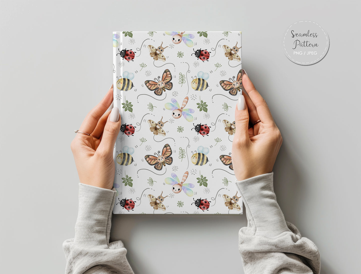 Bug hand drawn Seamless Pattern, instant download PNG file - 300 dpi