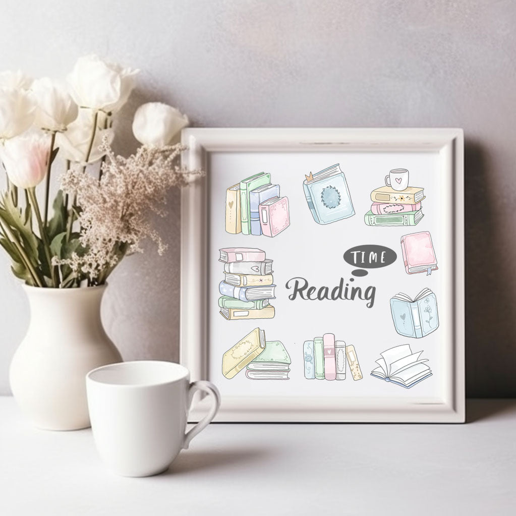 Books lovers clipart, Books doodle clipart, digital stamp, instant download PNG file - 300 dpi