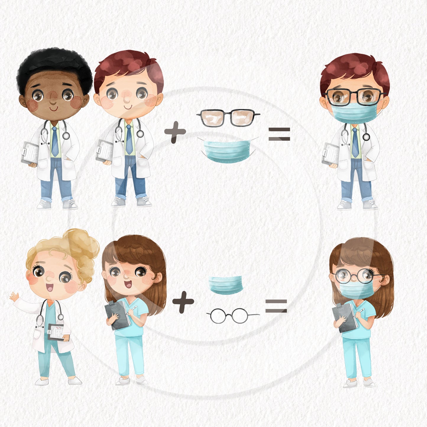 Doctor and Nurse Clipart, Medical Clipart, Healthcare clipart,, Hand drawn clipart, PNG files.