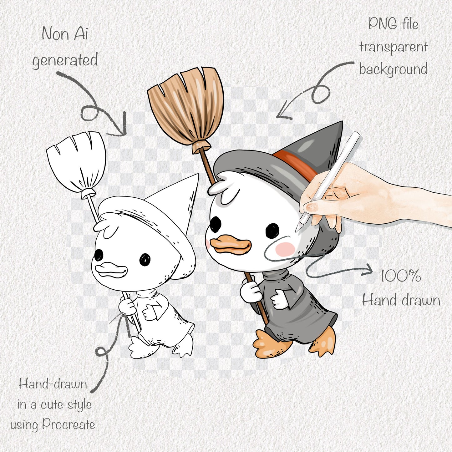 Spooky Little Duck Clipart , Halloween Clipart, PNG file - 300 dpi