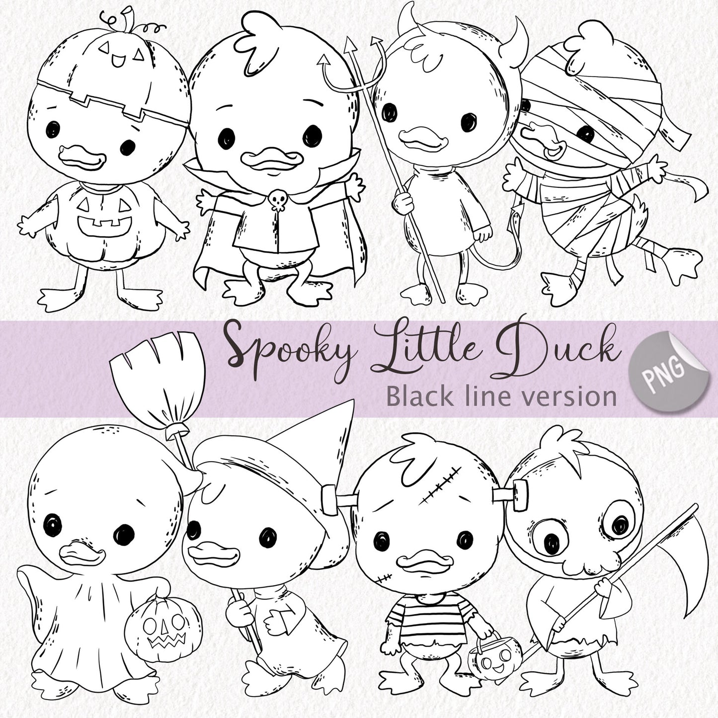 Spooky Little Duck Clipart , Halloween Clipart, PNG file - 300 dpi