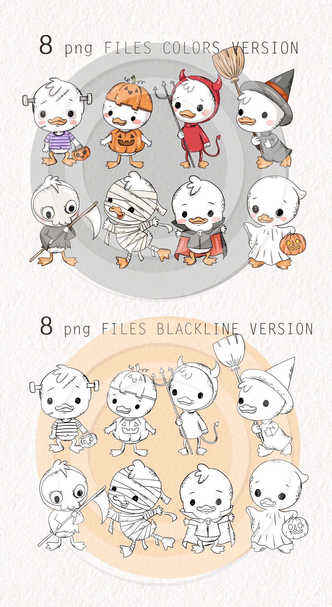 Spooky Little Duck Clipart , Halloween Clipart, PNG file - 300 dpi