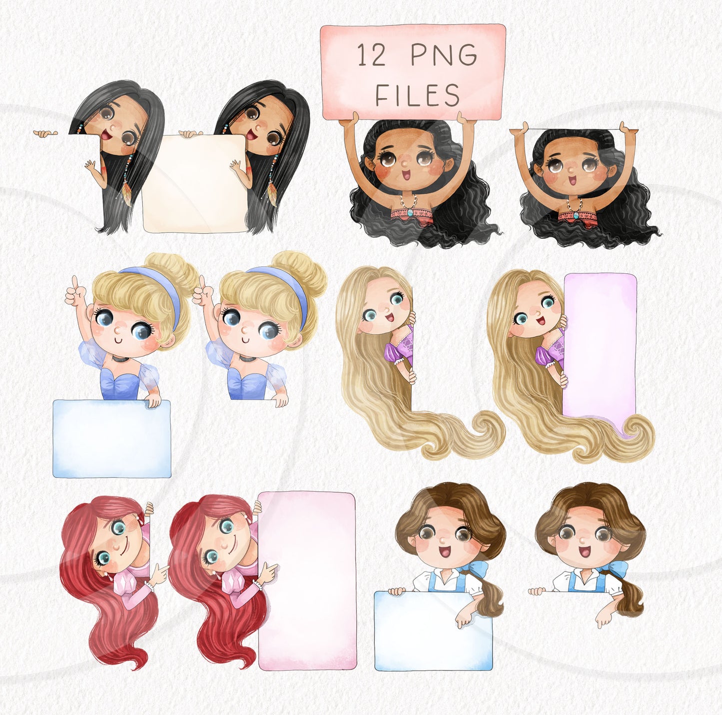 Cute girls peeking set 1, PNG files 300 dpi.