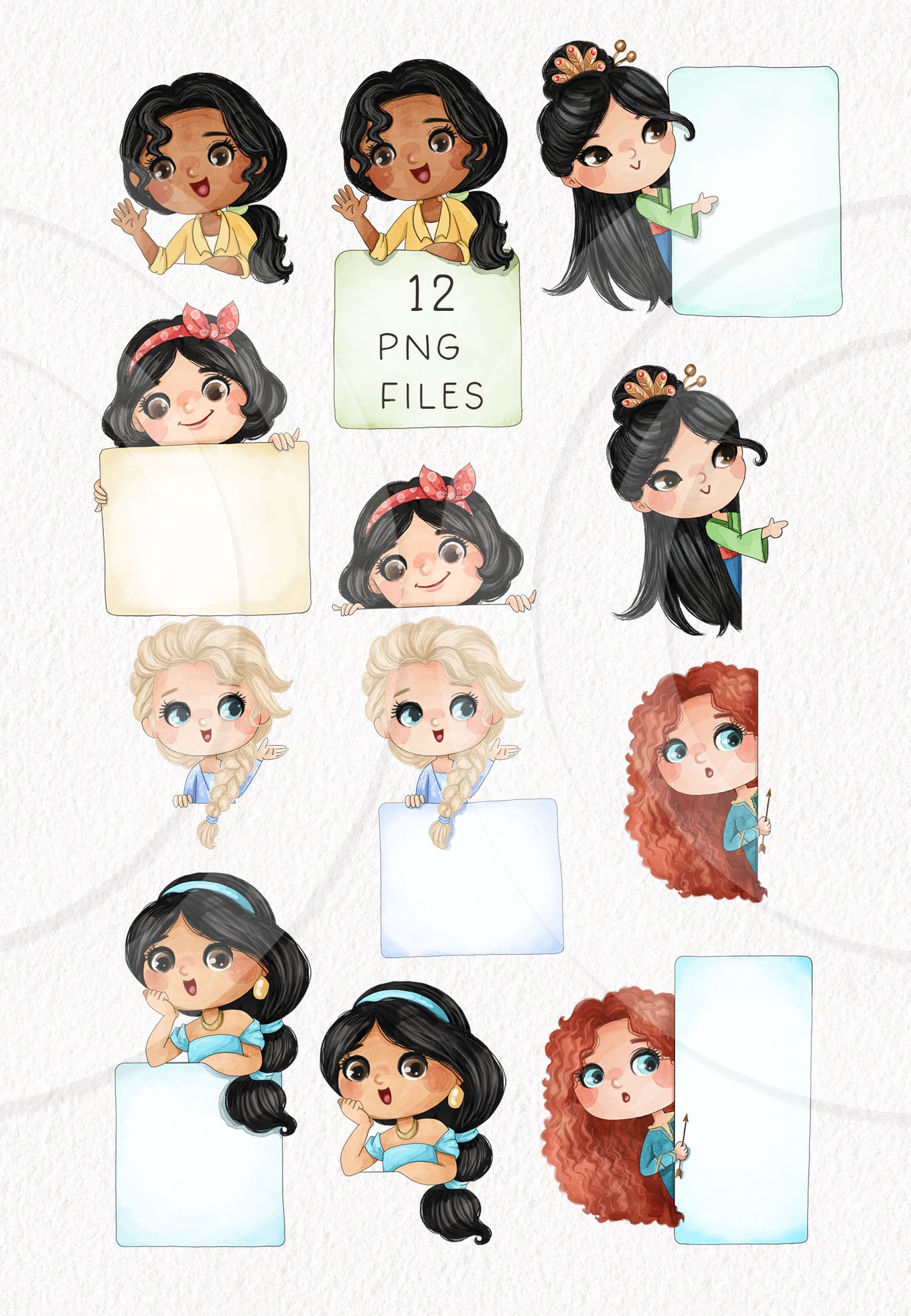 Cute girls peeking set 2, PNG files 300 dpi.