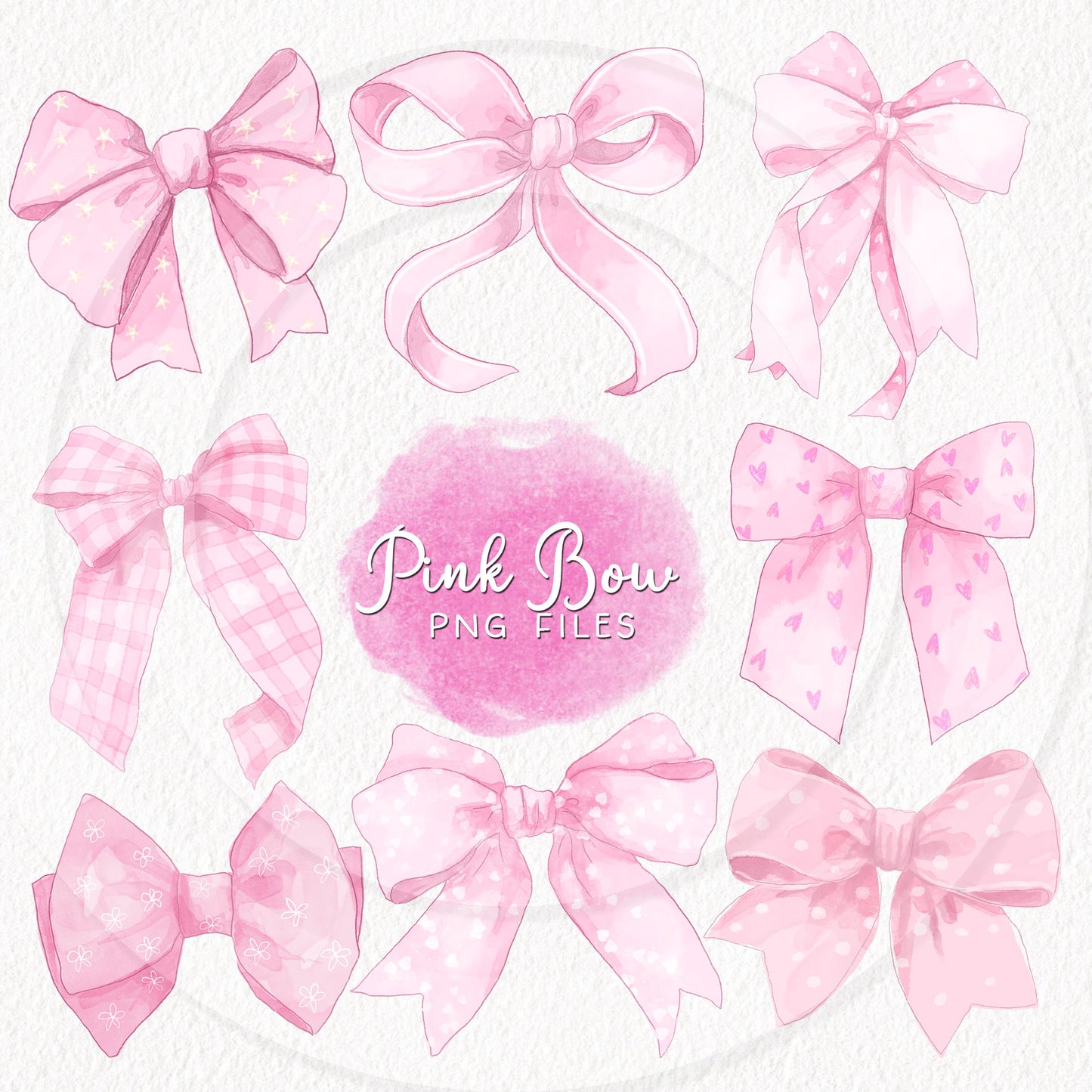 Pink bows clipart, Valentine Coquette Pink Bows, seamless Pattern design, Hand drawn clipart ,instant download PNG file - 300 dpi