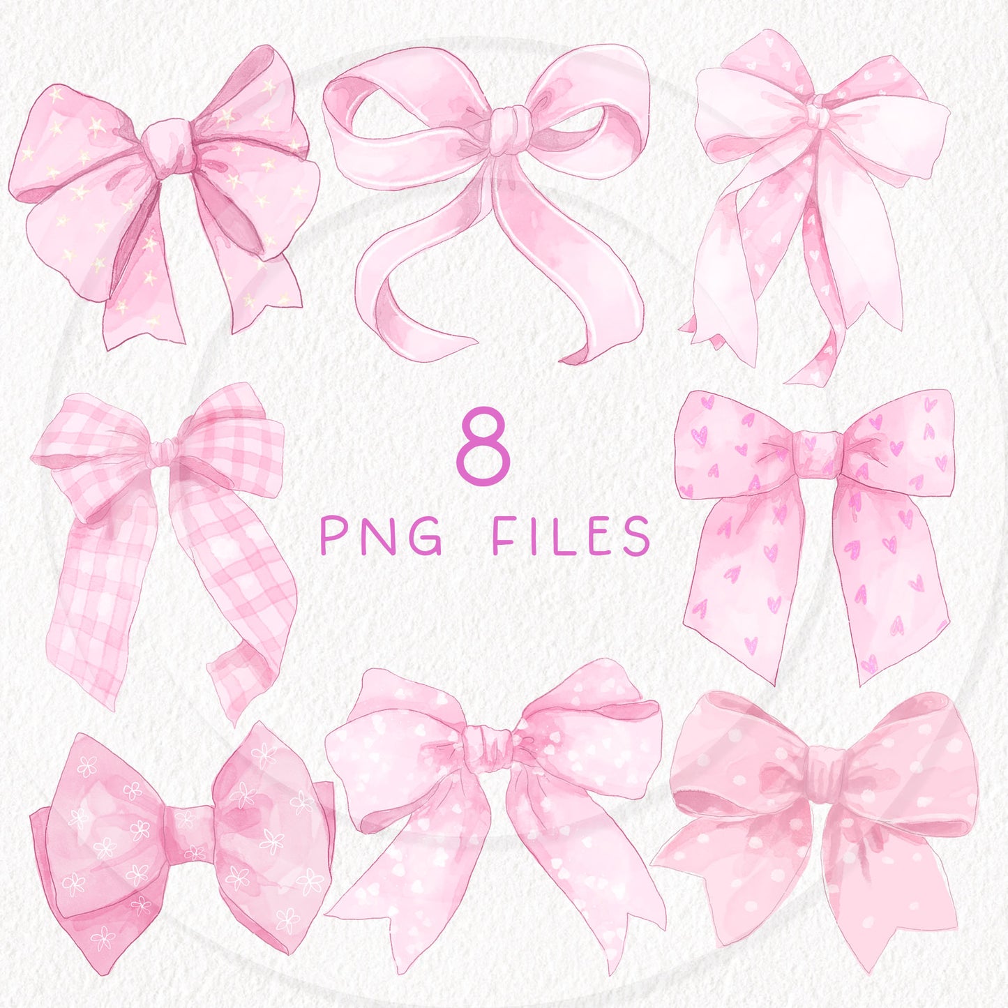 Pink bows clipart, Valentine Coquette Pink Bows, seamless Pattern design, Hand drawn clipart ,instant download PNG file - 300 dpi