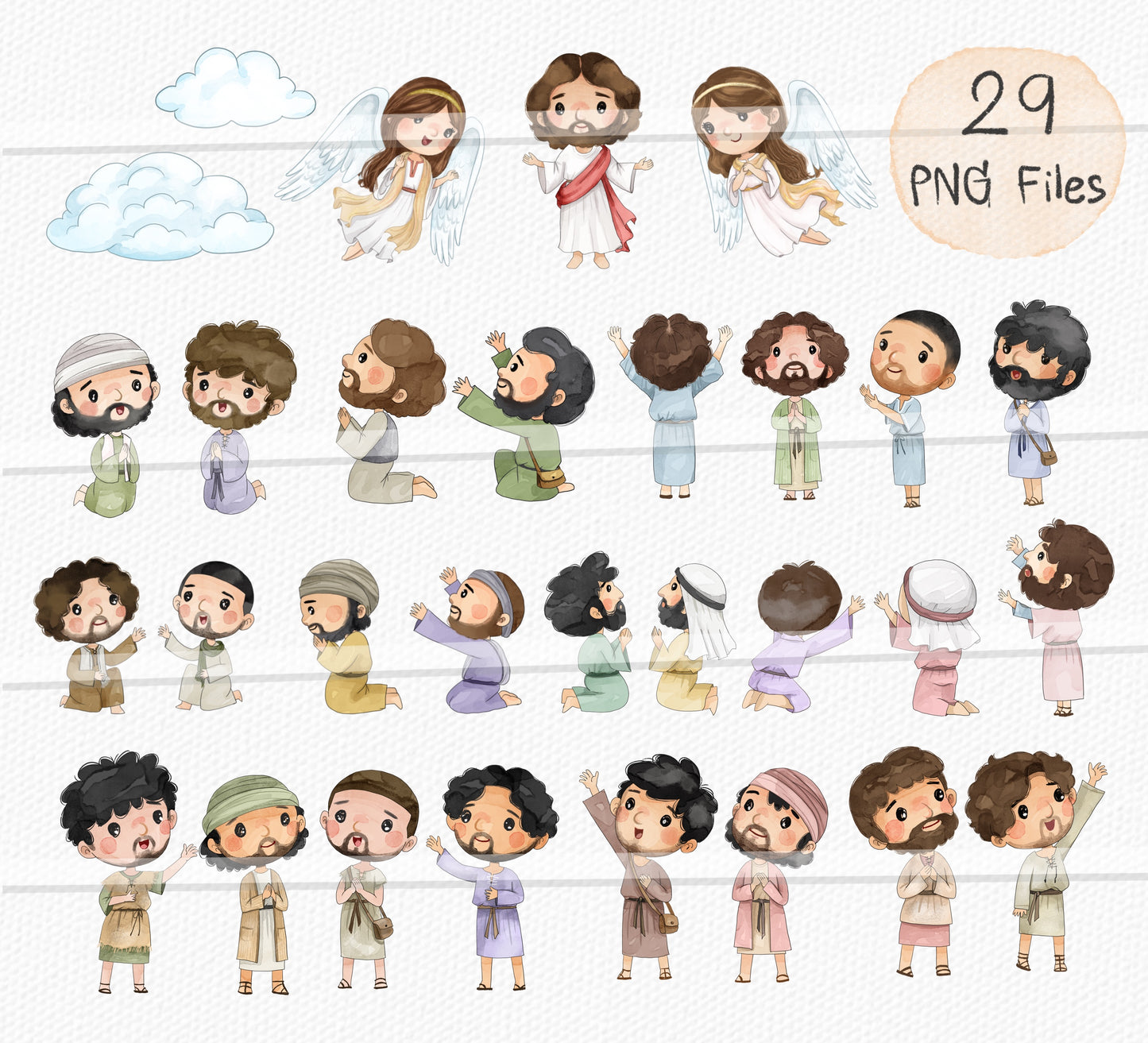The ascension of Jesus Clip Art Bundles set , Disciples clipart, Religion, Bible stories Clipart PNG files