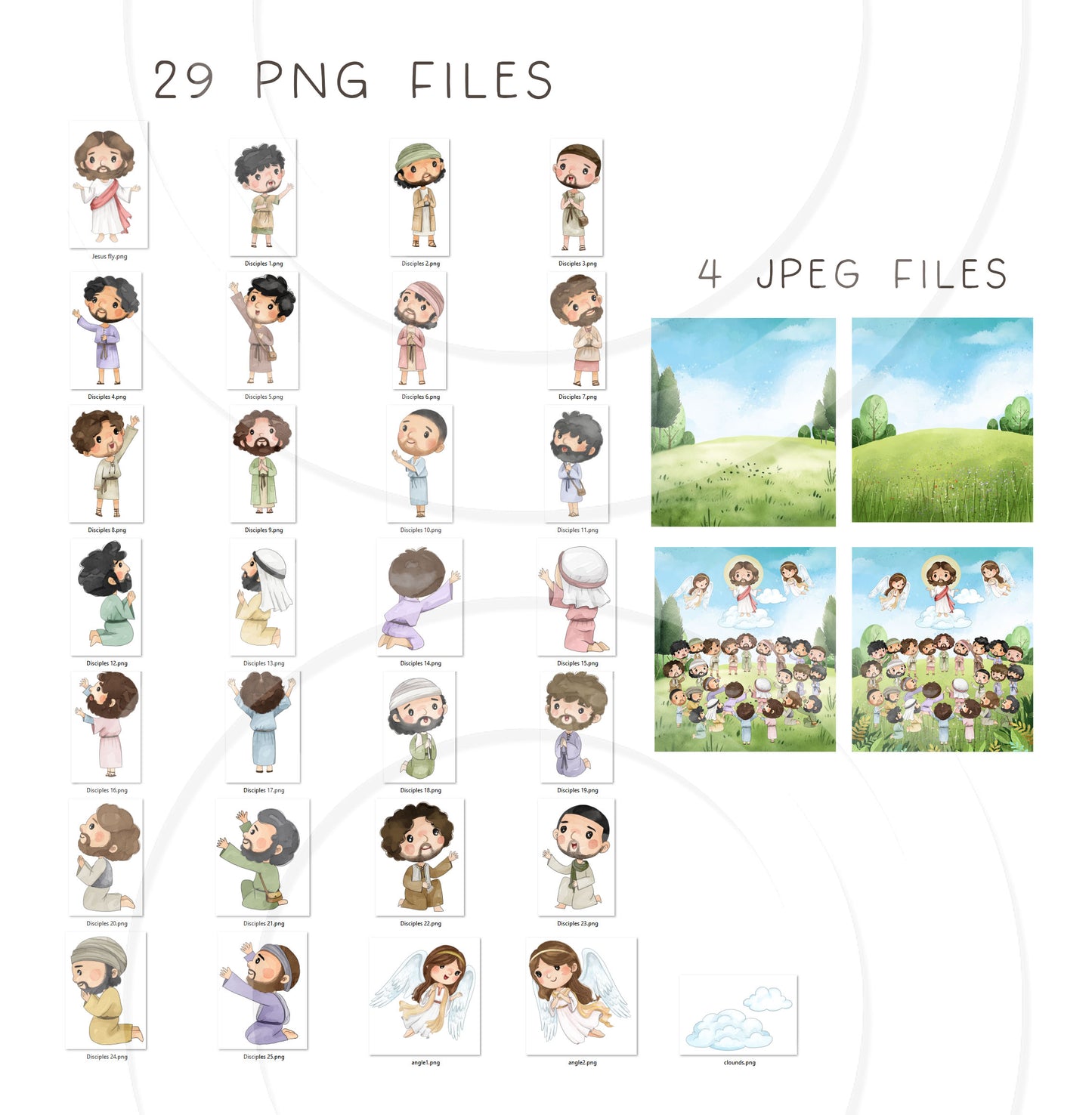 The ascension of Jesus Clip Art Bundles set , Disciples clipart, Religion, Bible stories Clipart PNG files