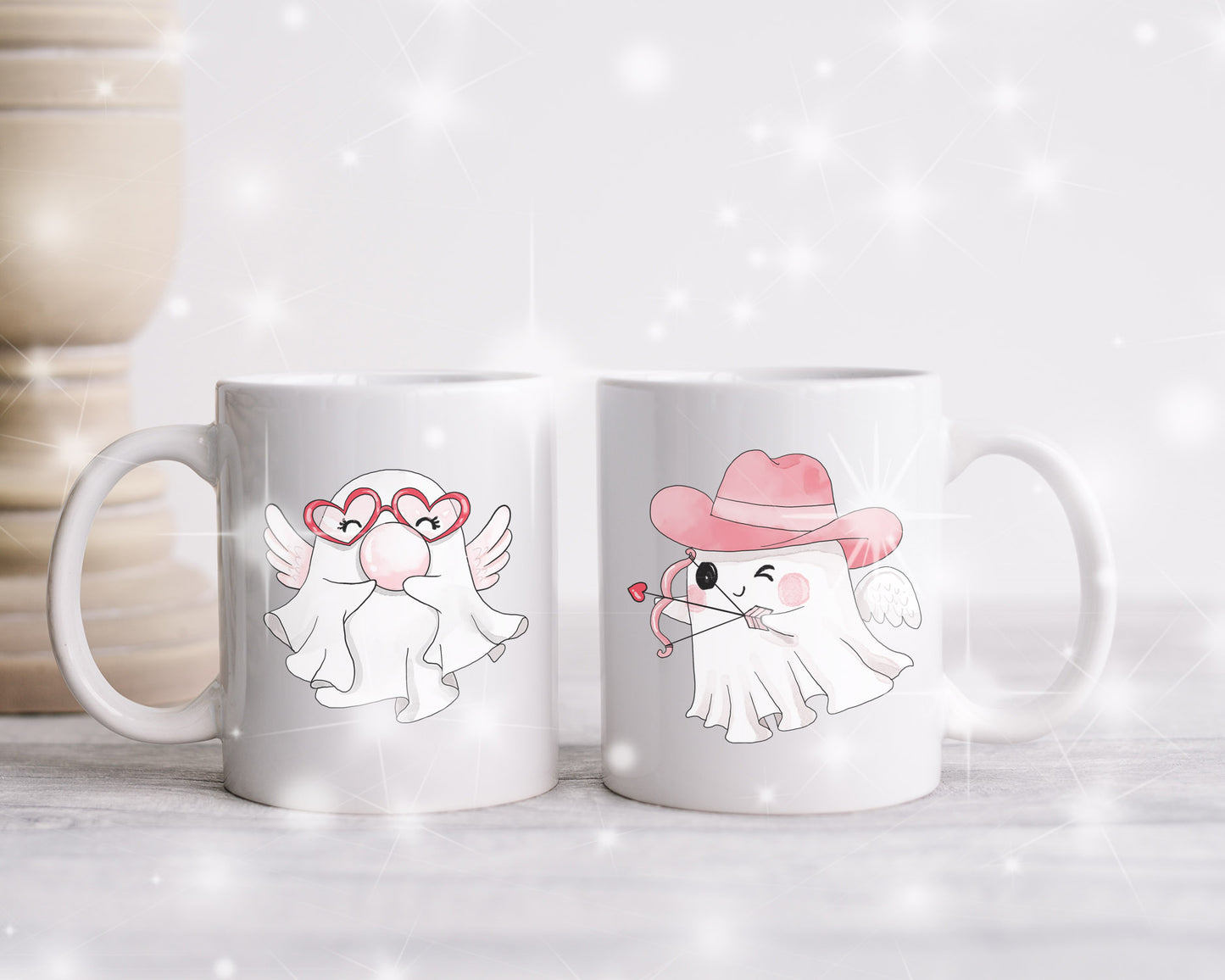 Cute Ghost Valentine's clipart ,seamless Pattern design, Hand drawn clipart, PNG files 300 dpi.
