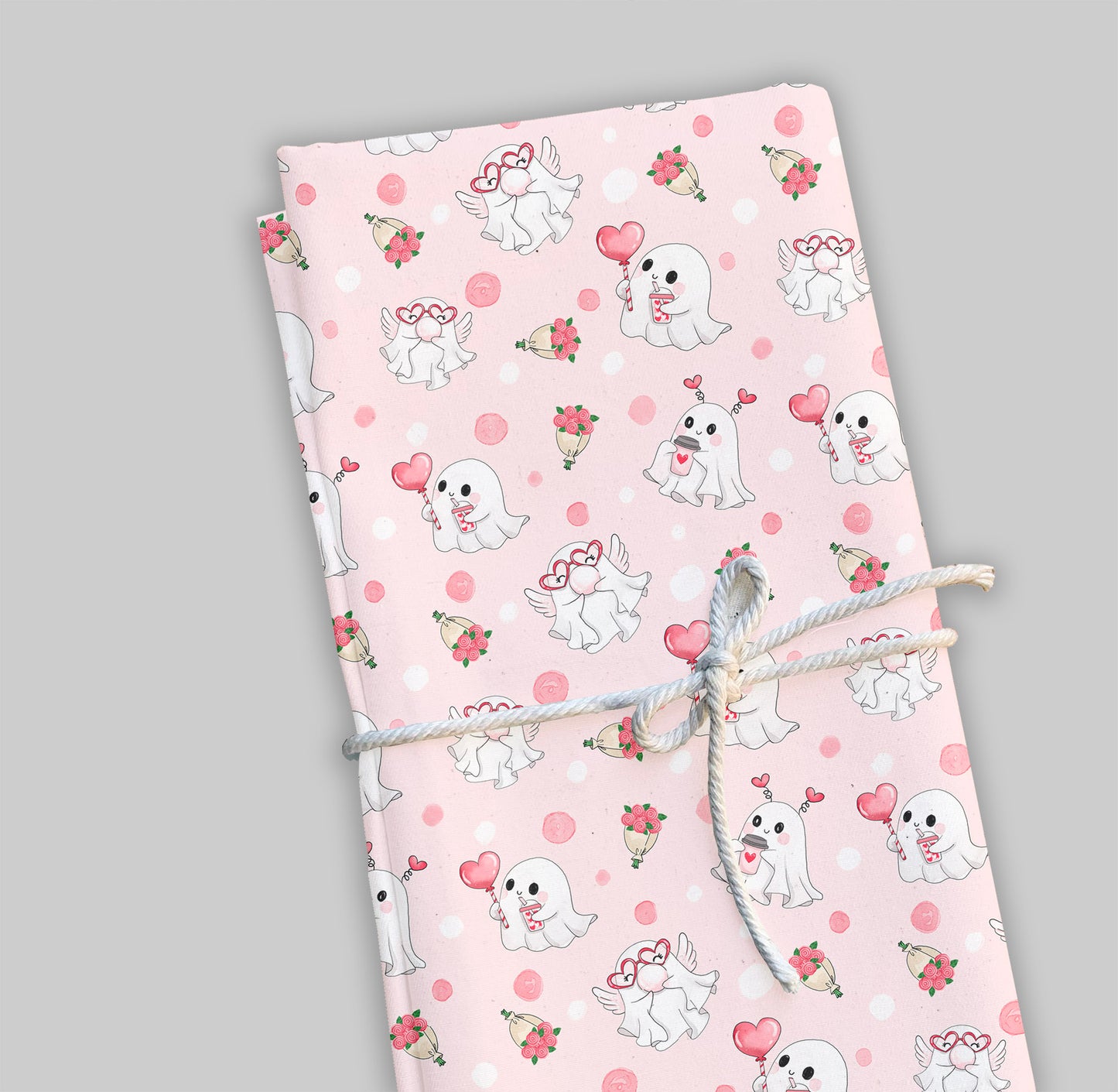 Cute Ghost Valentine's clipart ,seamless Pattern design, Hand drawn clipart, PNG files 300 dpi.