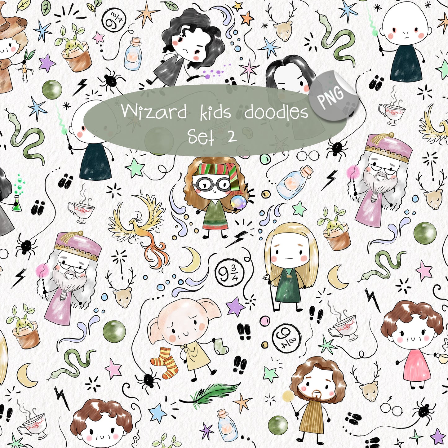 Wizard Hand drawn doodle Clipart , PNG file - 300 dpi
