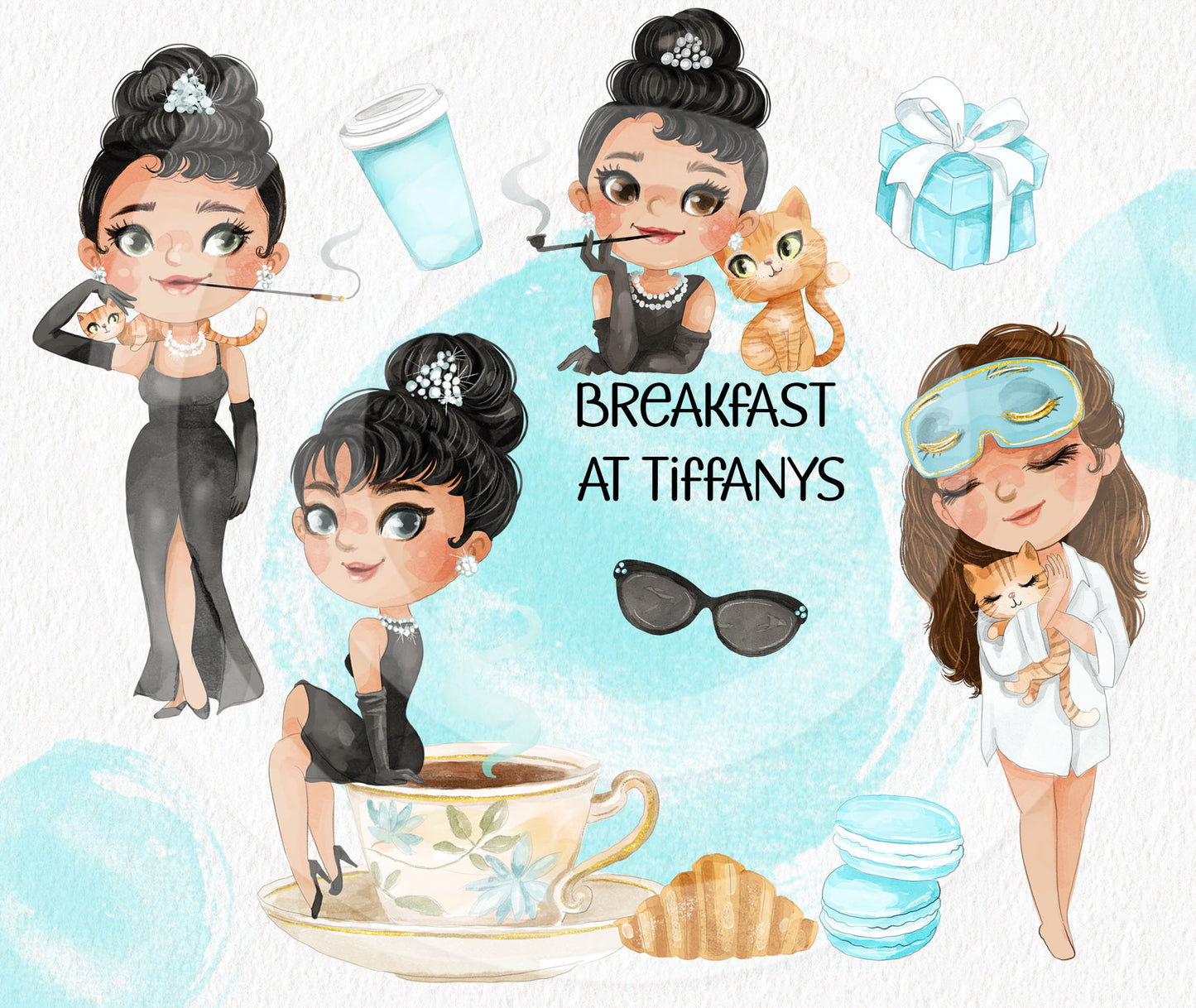 Audrey Hepburn, Breakfast at Tiffanys clipart instant download PNG file - 300 dpi