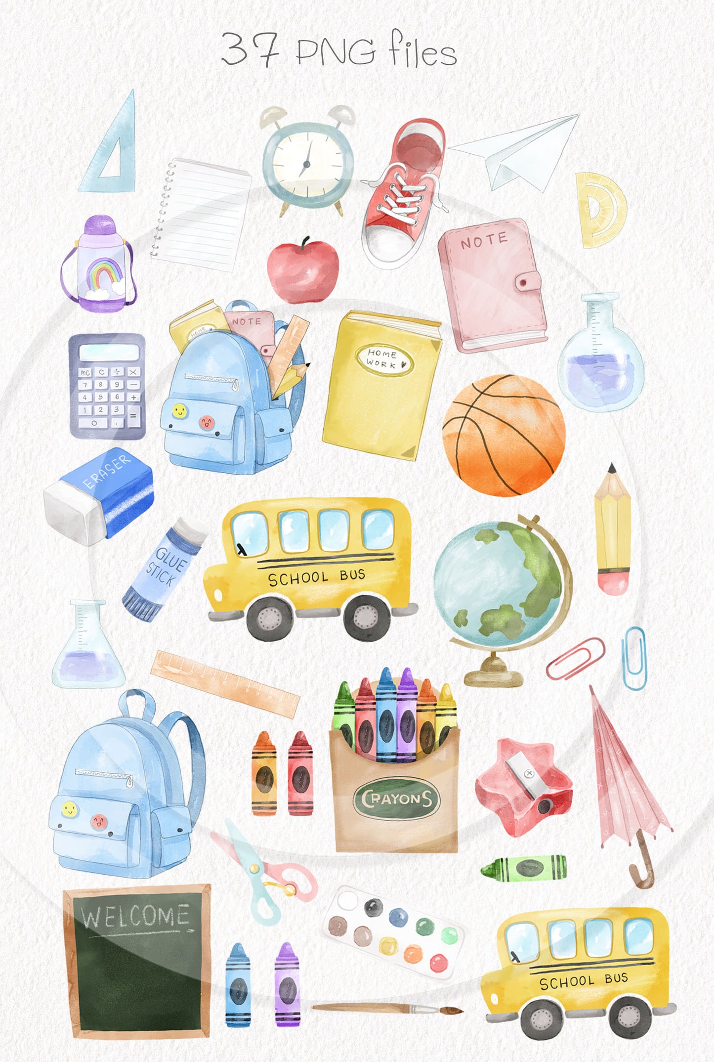 Back to school bundles set clipart instant download PNG file - 300 dpi