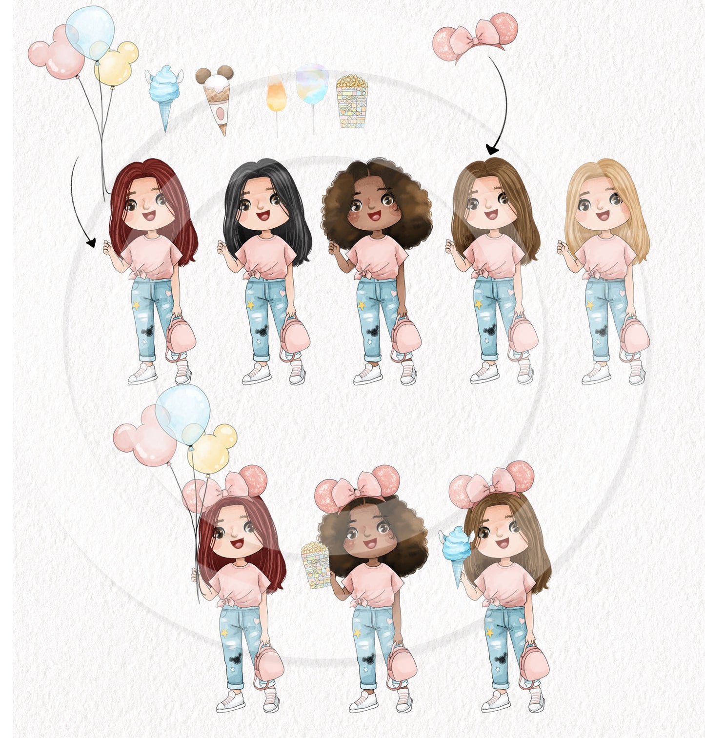 Dreamland Clipart , themed park Clipart, hand drawn clipart, PNG files 300 dpi.