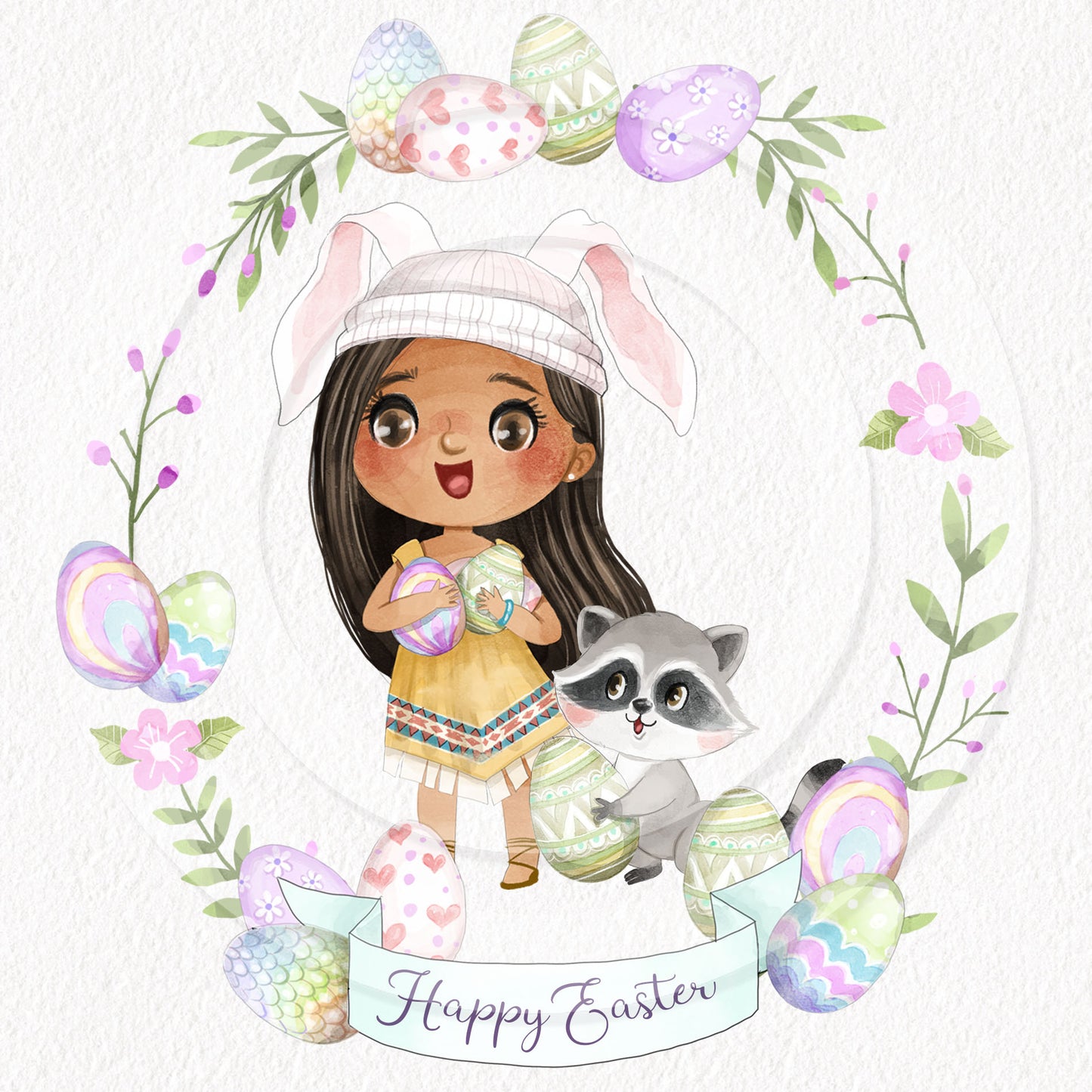 Cute Easter girls and pet clipart Set 2 , Hand drawn clipart, instant download PNG file - 300 dpi