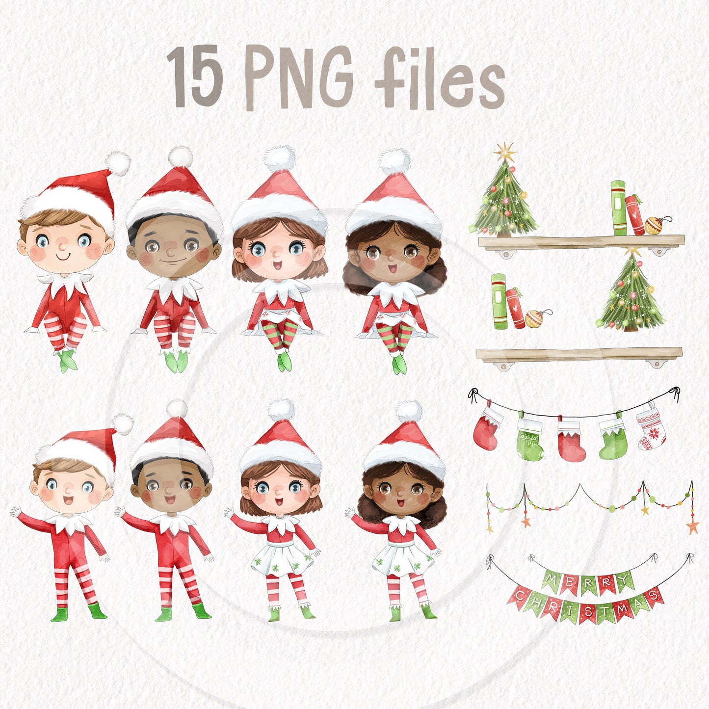 Christmas Elf clipart instant download PNG file - 300 dpi
