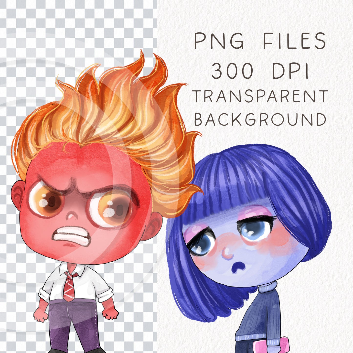 Emotions from inside out clipart, instant download PNG file - 300 dpi