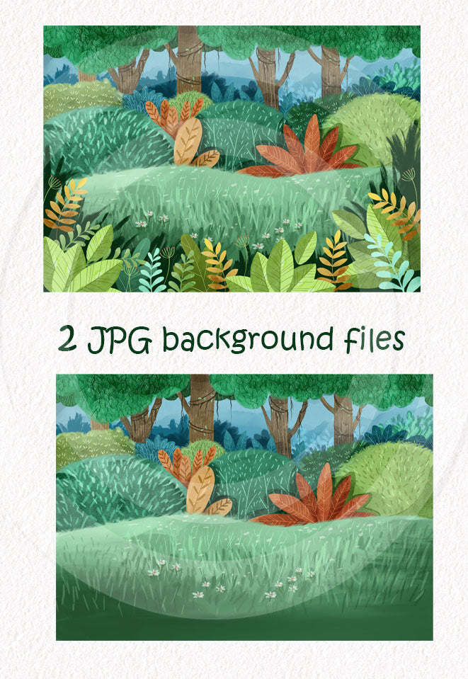 Jungle boy and friends Clip Art, Hand draw art, PNG files