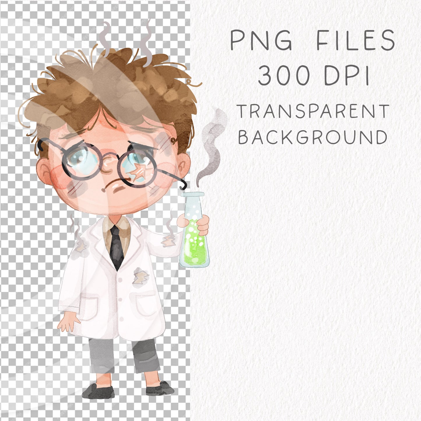 Laboratory Clipart, Cute Science Clipart, Kid Scientist Clip Art, Hand drawn clipart, PNG files.