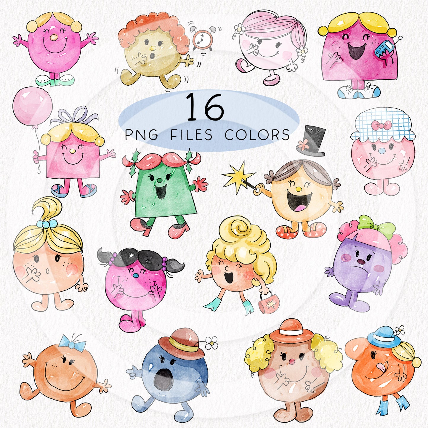 Cute little cartoon Clipart Set 1, Hand draw clipart, instant download PNG file - 300 dpi