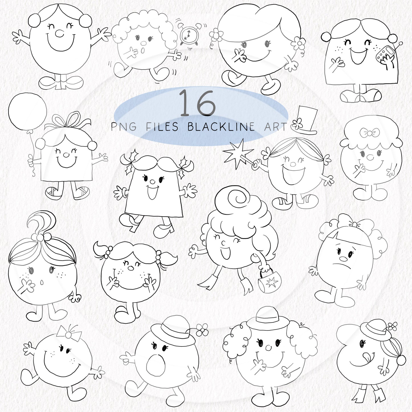 Cute little cartoon Clipart Set 1, Hand draw clipart, instant download PNG file - 300 dpi