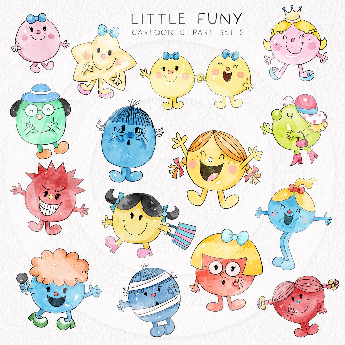 Cute little cartoon Clipart Set 2, Hand draw clipart, instant download PNG file - 300 dpi