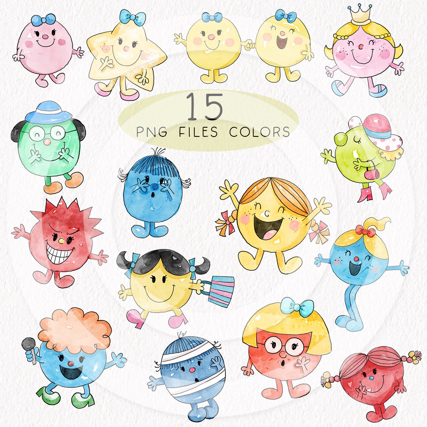 Cute little cartoon Clipart Set 2, Hand draw clipart, instant download PNG file - 300 dpi