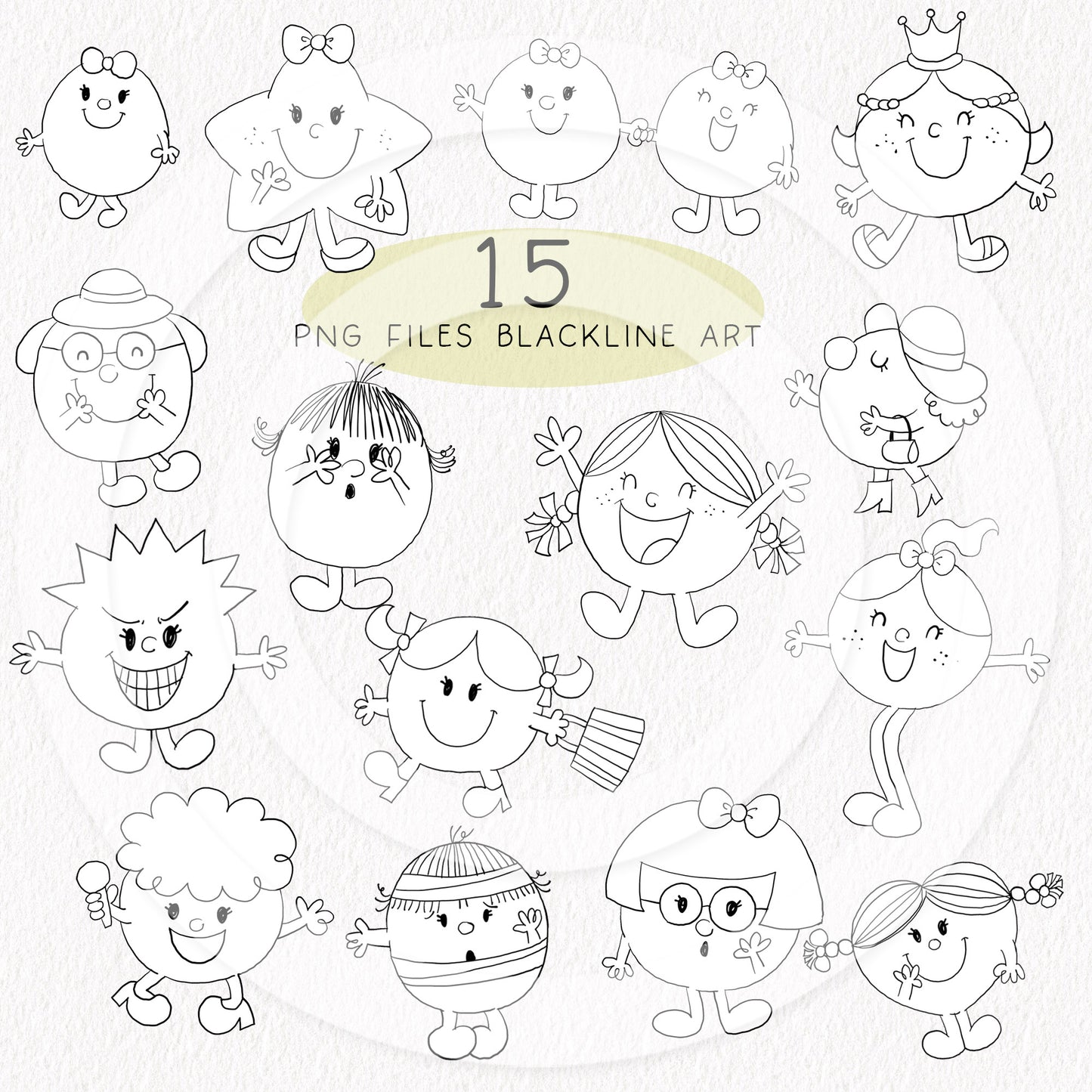 Cute little cartoon Clipart Set 2, Hand draw clipart, instant download PNG file - 300 dpi
