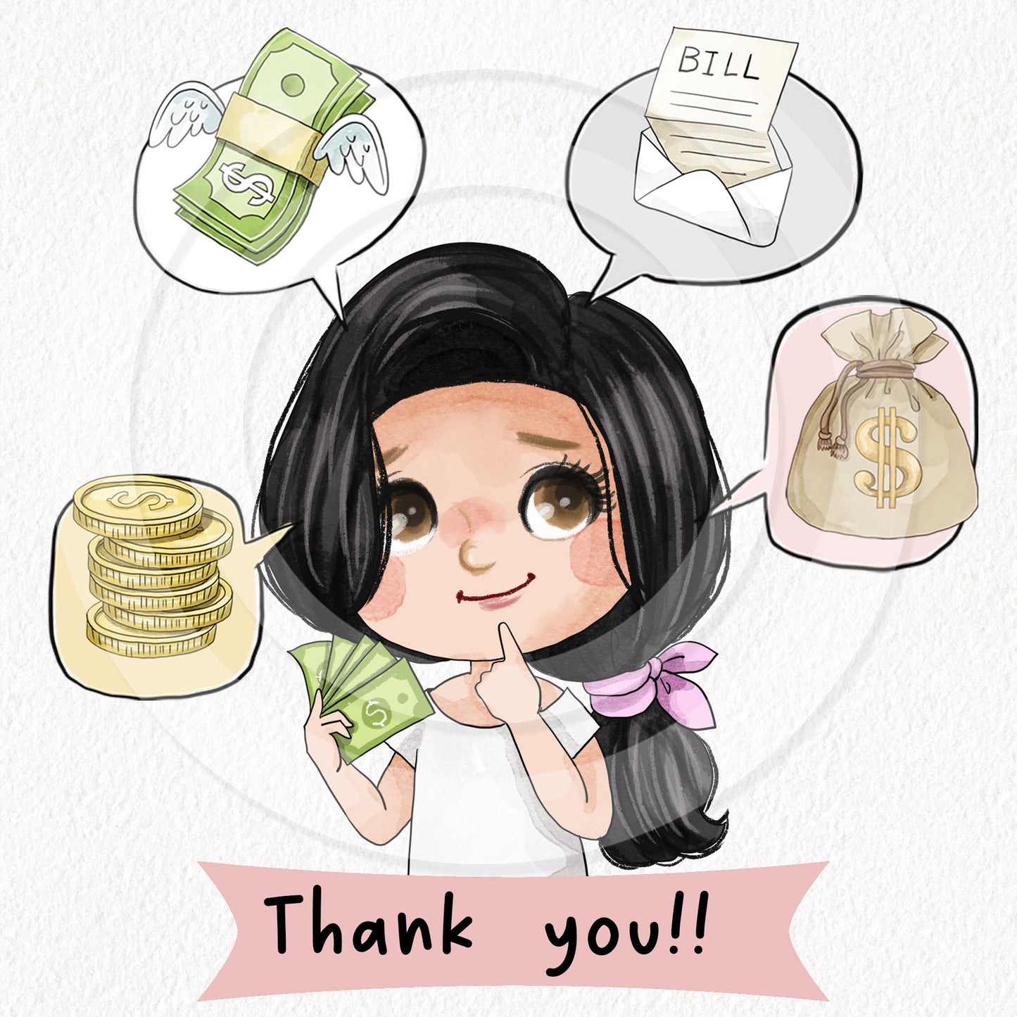 Money Clipart | Saving and Spending clipart ,hand drawn clipart, PNG files 300 dpi.