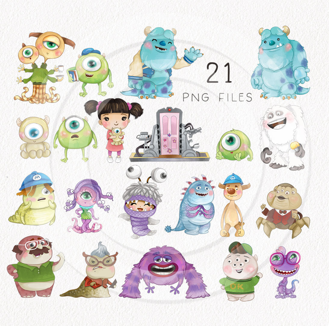 Cute Monster clipart inspirations BUNDLE set, PNG files.