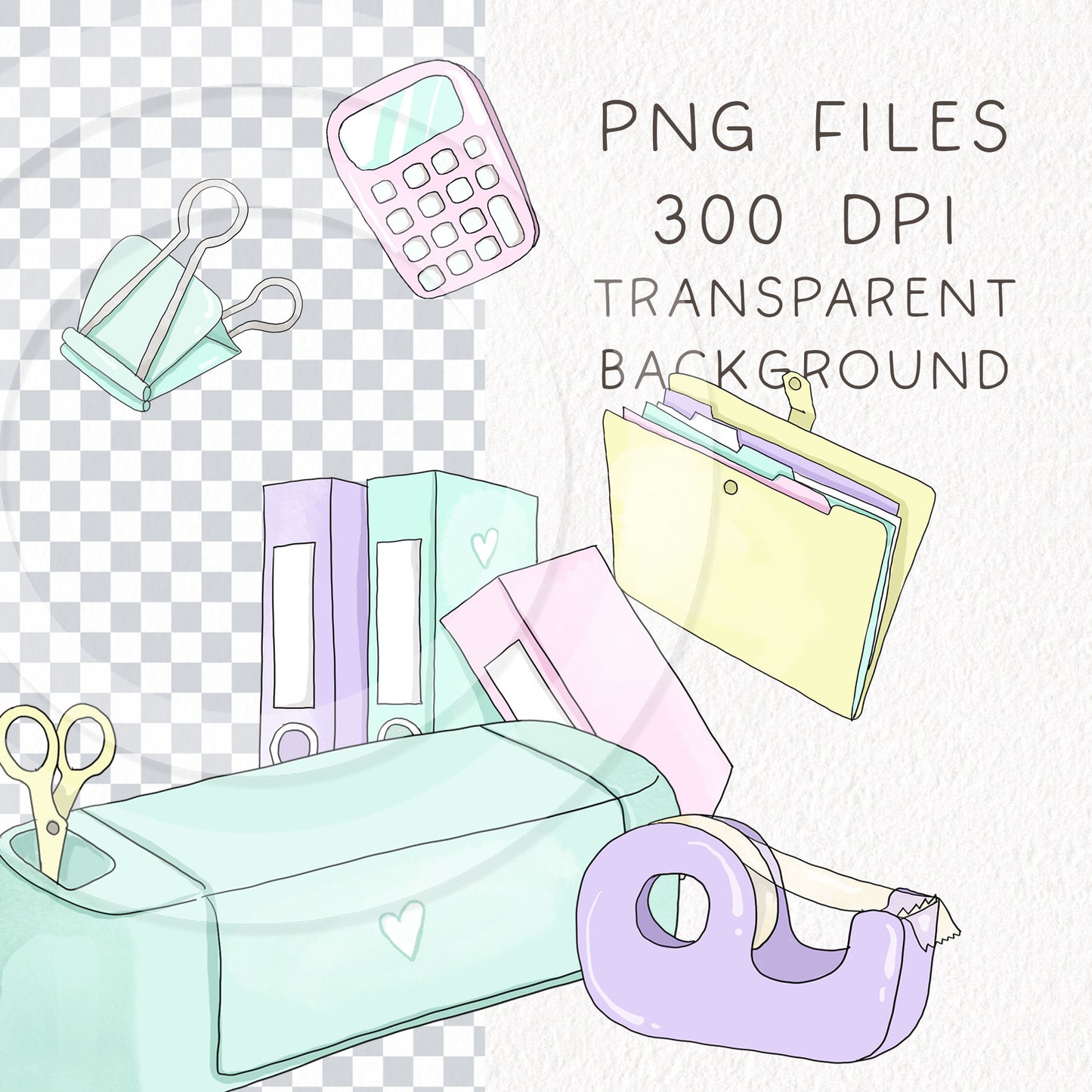 Office Girls Clipart ,hand drawn clipart, PNG files 300 dpi.