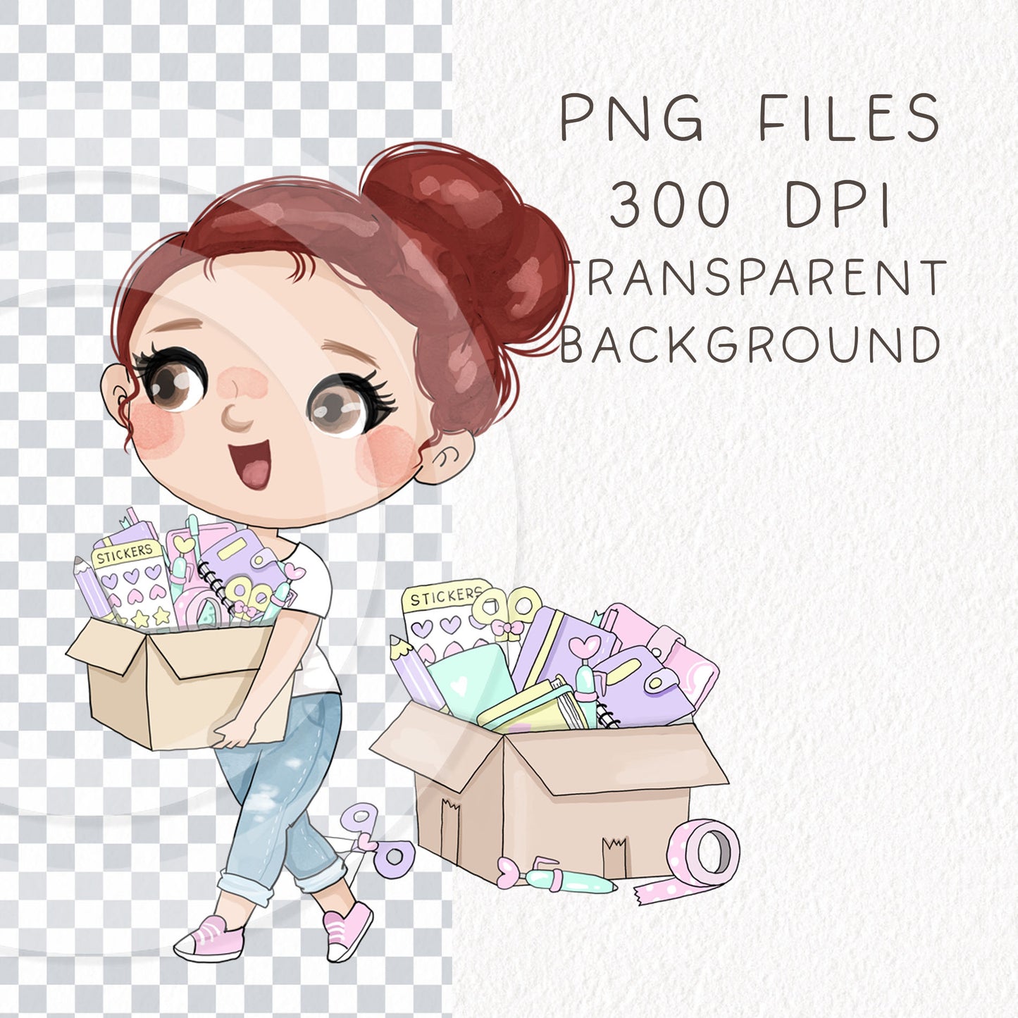 Planner Girls, Craft clipart ,hand drawn clipart, PNG files 300 dpi.