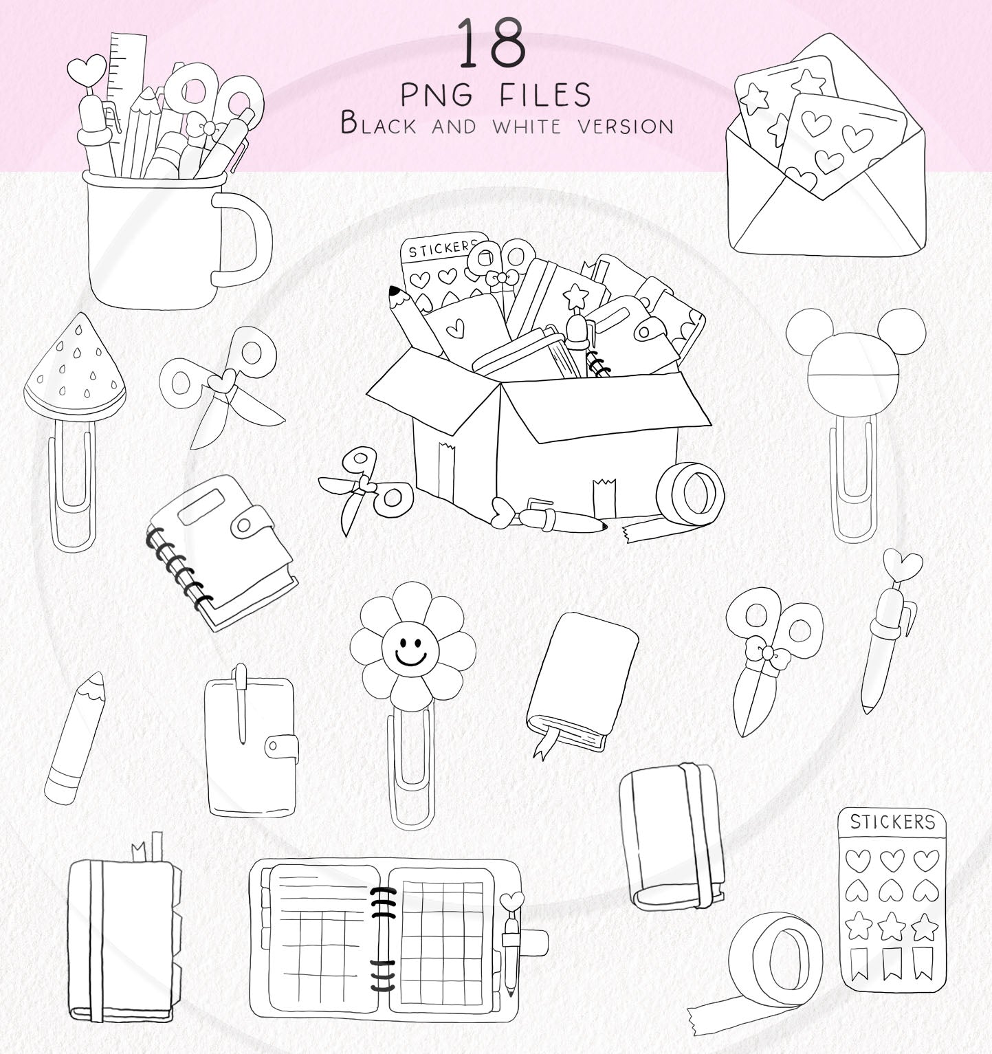 Planner Girls, Craft clipart ,hand drawn clipart, PNG files 300 dpi.