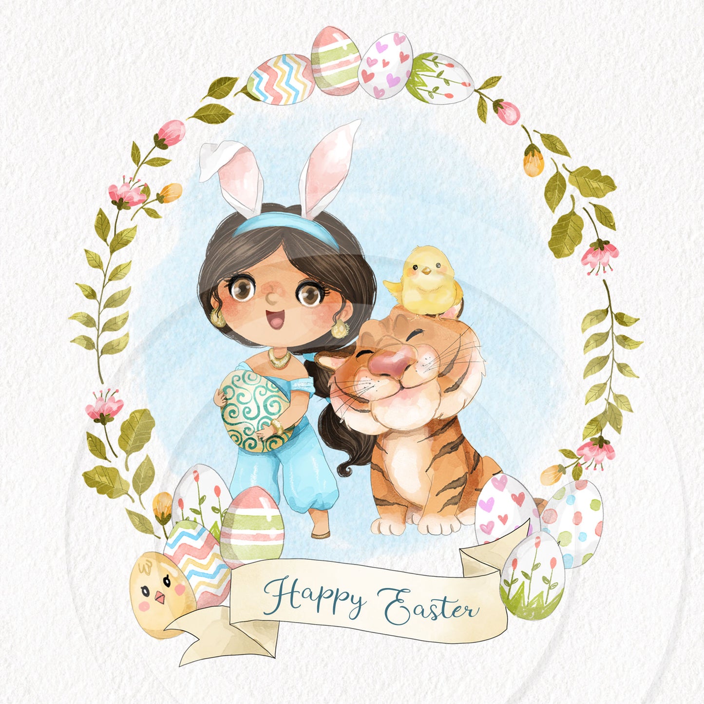Cute Easter girls and pet clipart, Hand drawn clipart, instant download PNG file - 300 dpi