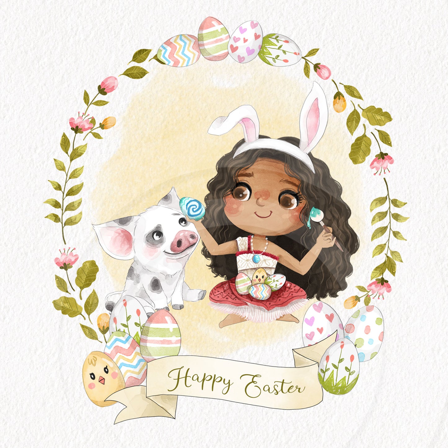 Cute Easter girls and pet clipart, Hand drawn clipart, instant download PNG file - 300 dpi