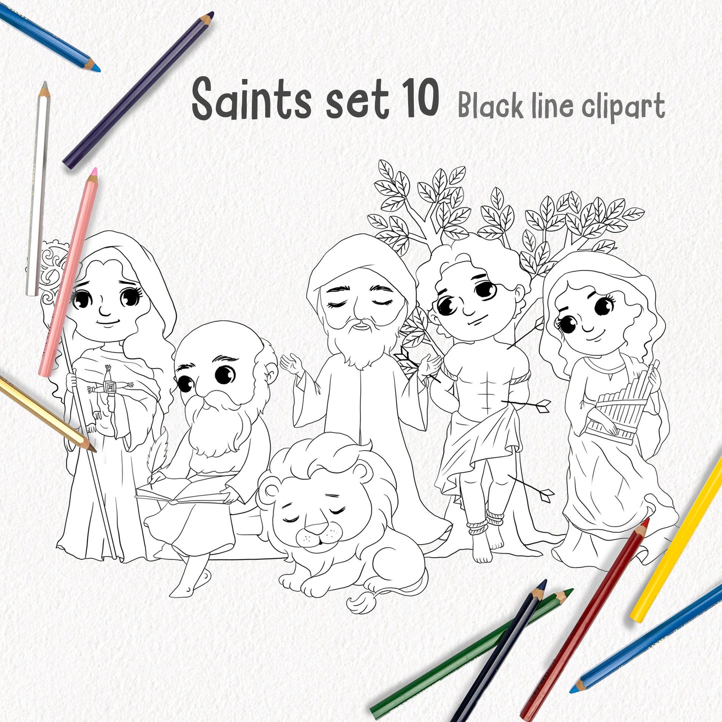 Saints Clipart set 10, Bible Characters Clipart PNG files 300 dpi.
