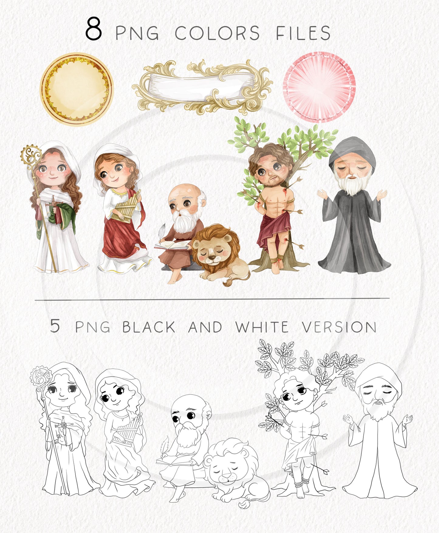 Saints Clipart set 10, Bible Characters Clipart PNG files 300 dpi.