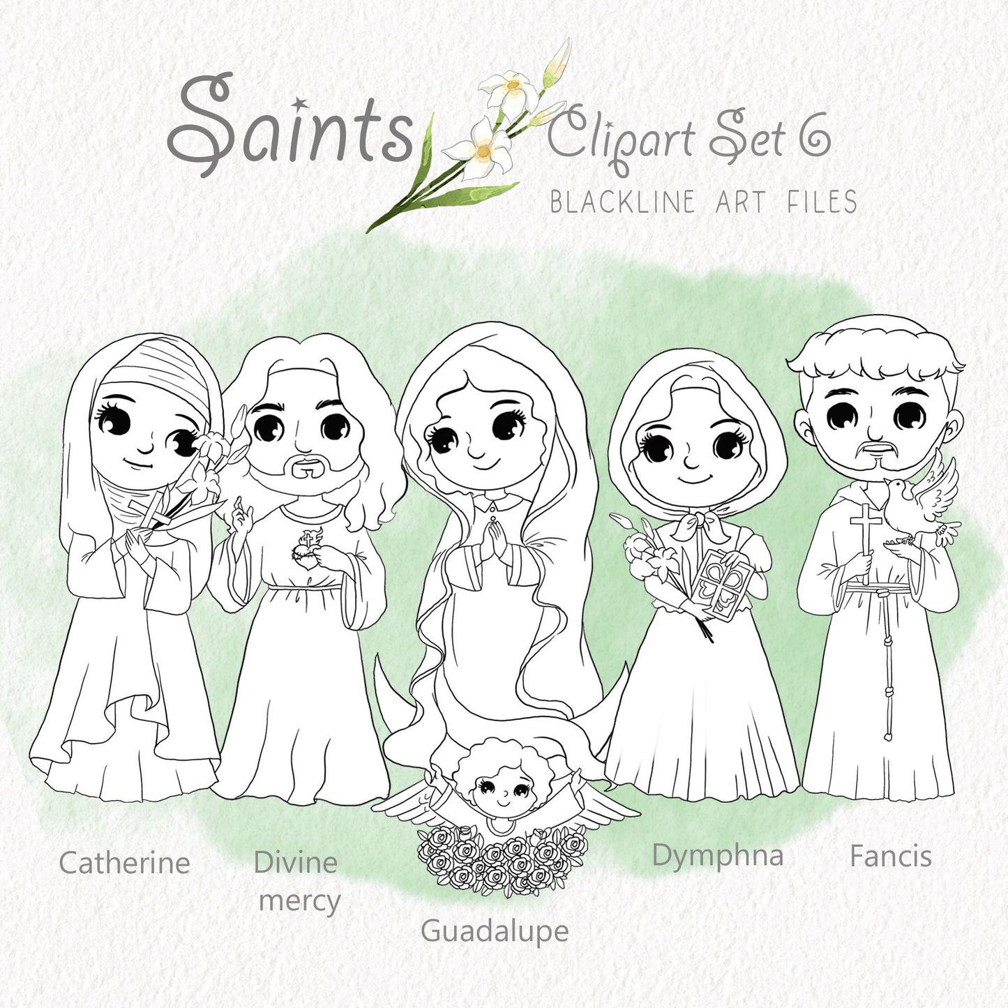 Saints Clipart set 6, Bible Characters Clipart PNG files 300 dpi.