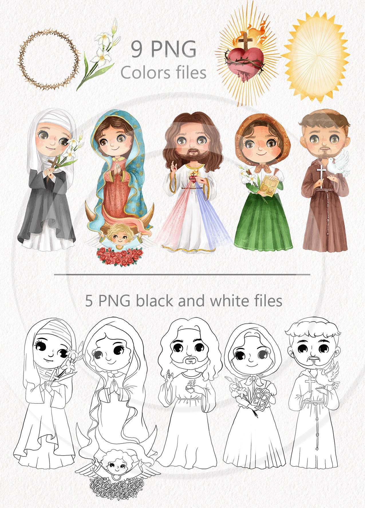 Saints Clipart set 6, Bible Characters Clipart PNG files 300 dpi.