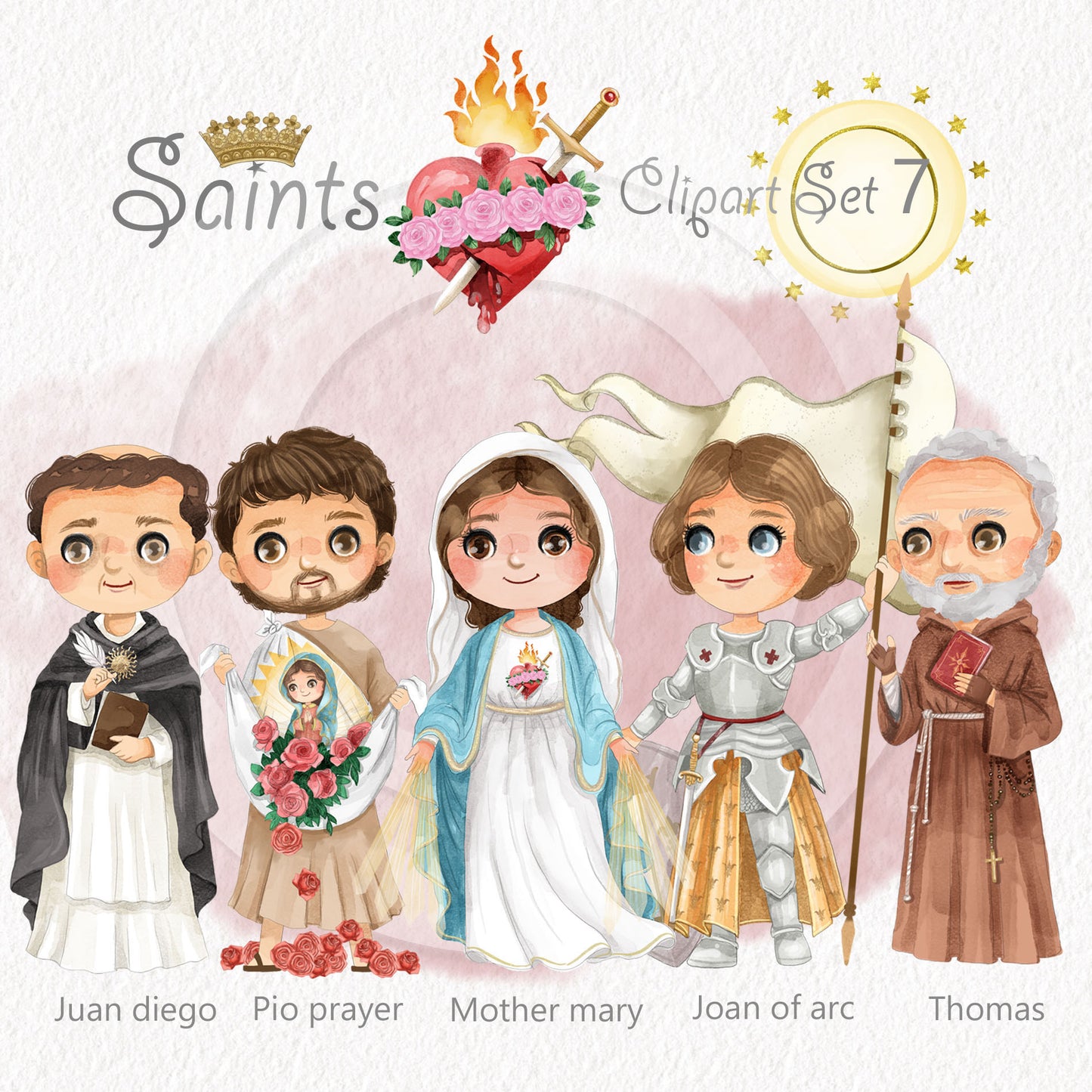 Saints Clipart set 7, Bible Characters Clipart PNG files 300 dpi.