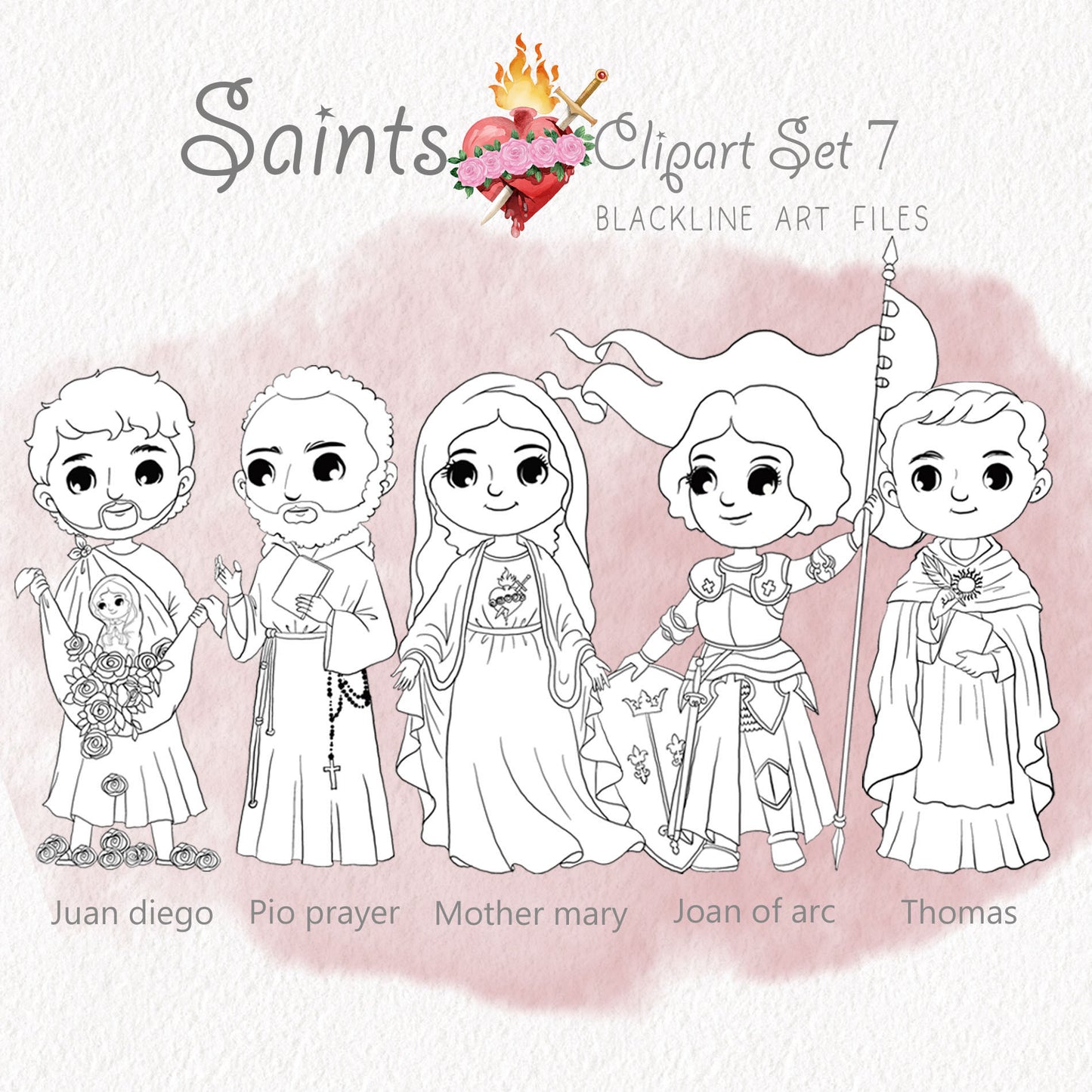 Saints Clipart set 7, Bible Characters Clipart PNG files 300 dpi.