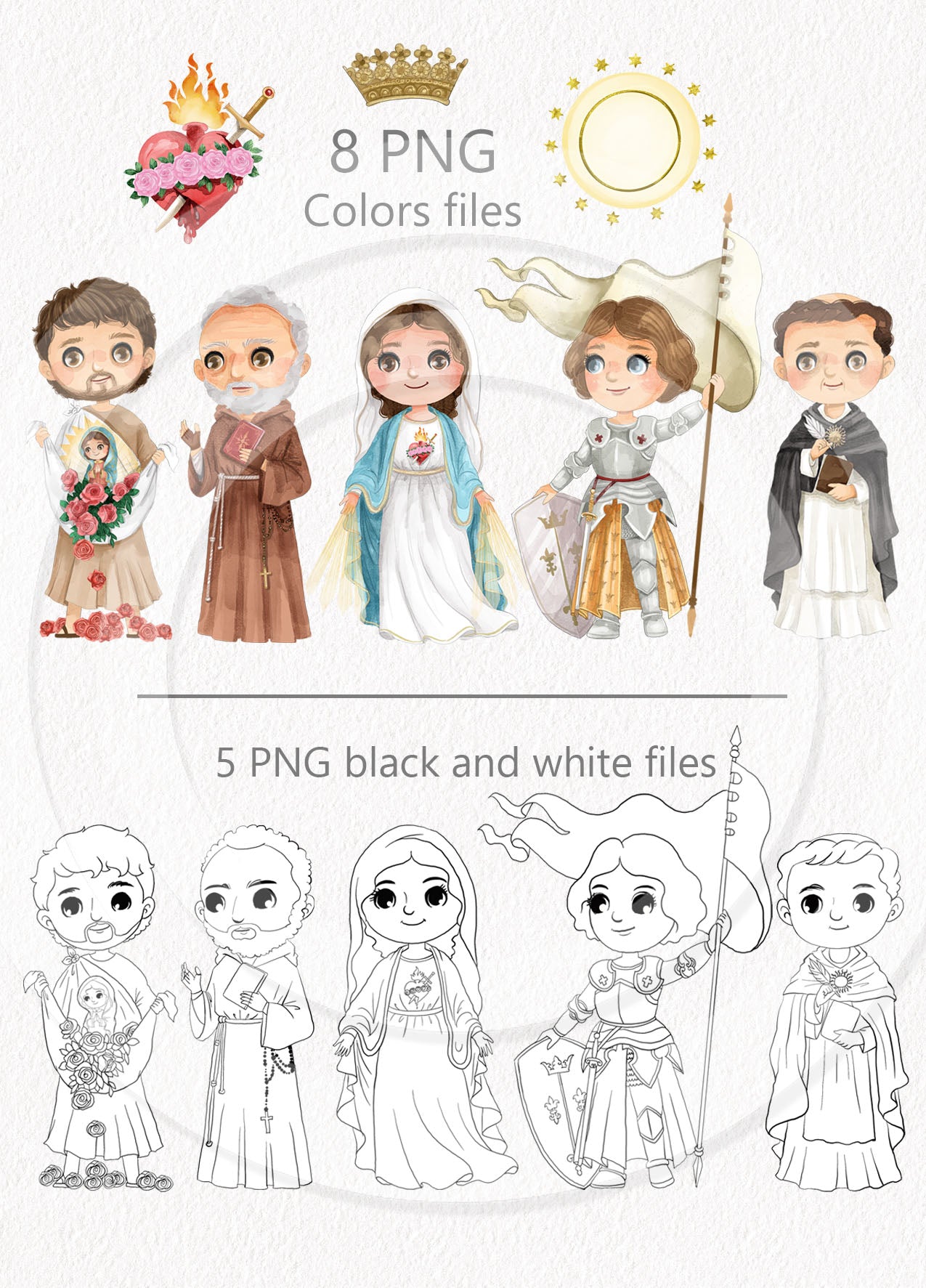 Saints Clipart set 7, Bible Characters Clipart PNG files 300 dpi.