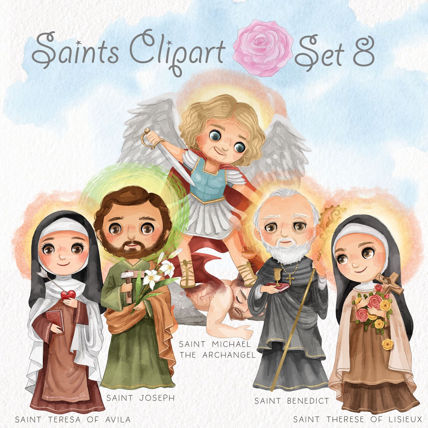 Saints Clipart set 8, Bible Characters Clipart PNG files 300 dpi.