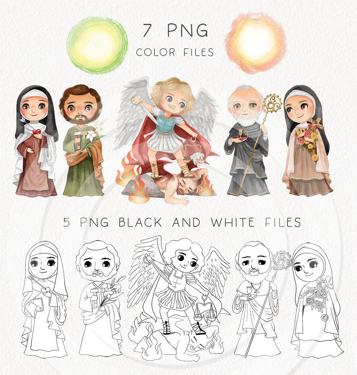 Saints Clipart set 8, Bible Characters Clipart PNG files 300 dpi.
