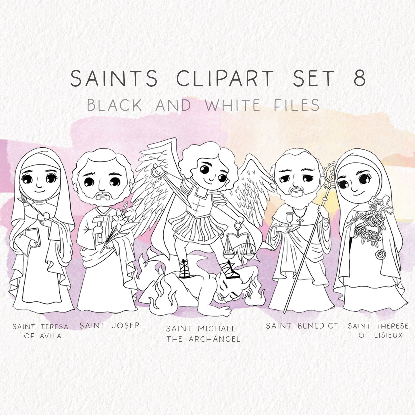 Saints Clipart set 8, Bible Characters Clipart PNG files 300 dpi.