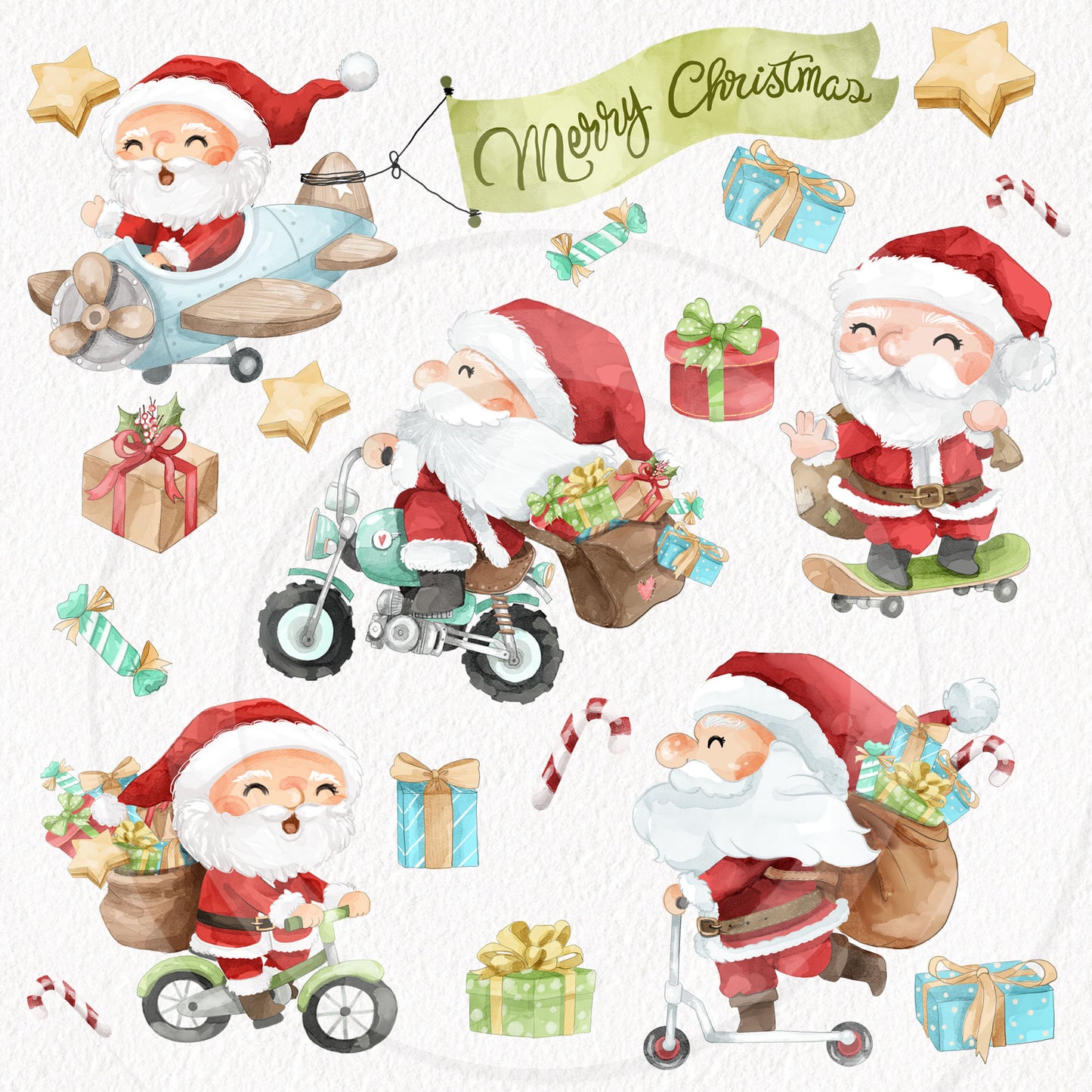 Cute Santa clipart, Christmas clipart ,instant download PNG file - 300 dpi